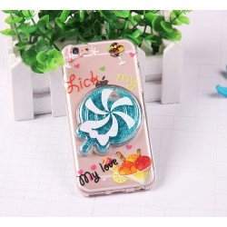 iPhone 7 Lollipop Candy Style Liquid Star Dust Case (Blue)